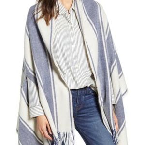Madewell Blue and White Twill Interstripe cap scarf